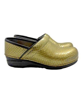 Dansko XP Gold Snakeskin Pattern Leather Comfort Shoes Womens Sz EU 37 US 6.5-7